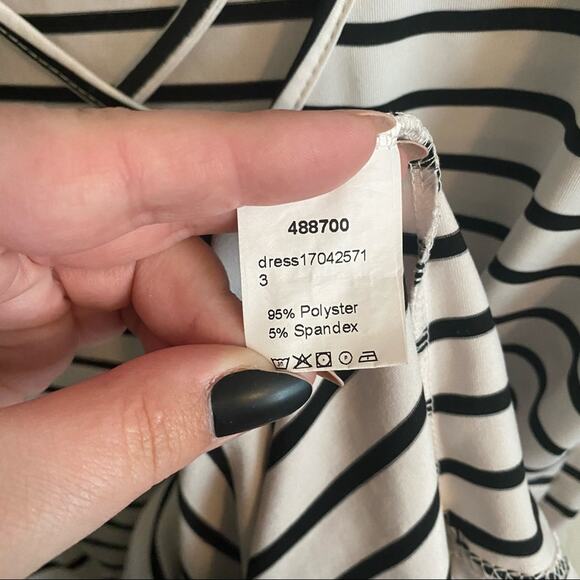 Shein Striped Mini Dress w/ Crisscross Neckline Women's Size Large Black & White - Picture 5 of 6